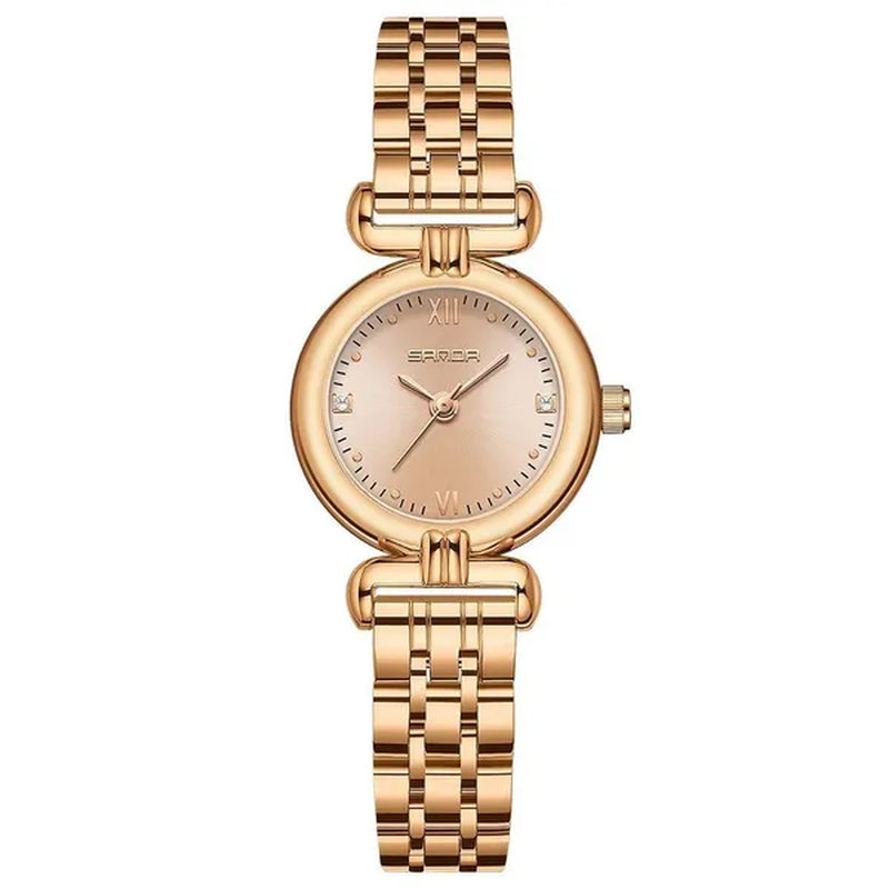 SANDA Brand 1126 Fashion Elegant Watch for Women Week Date Display Unique Sun Patternl Dial Steel Strap Design Ladies Quartz Watch